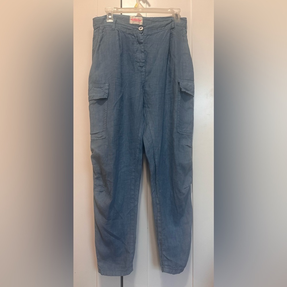 Banditas from Marsielle Blue Cargo Linen Pants size S